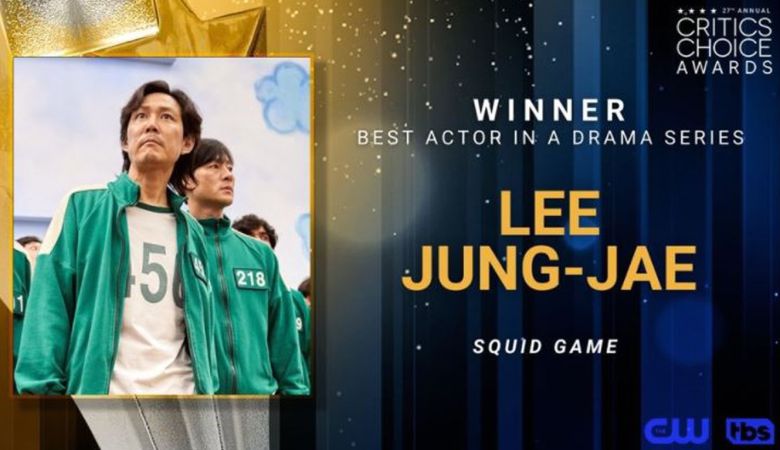 배우 이정재가 13일(현지시간) 미국 크리틱스초이스 시상식에서 ‘오징어 게임’으로 남우주연상을 차지했다. [크리틱스초이스 공식 홈페이지]