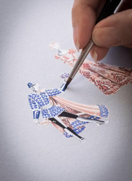 반클리프 아펠의 '로미오와 줄리엣' 브로치 제작 전 그림작업 모습.[사진 반클리프 아펠]