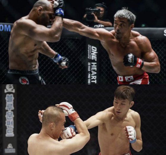 추성훈(위)과 김성오(아래)는 플레이 스타일도 닮았다. 둘 다 타격이 주무기다. [사진 김성오 인스타그램]