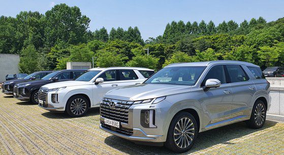 7일 현대자동차 양재동 본사 인근에서 시승한 ‘더 뉴 팰리세이드’. 강병철 기자