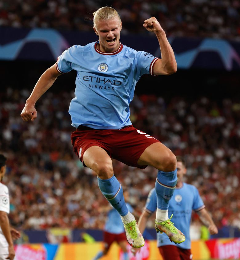 유럽 챔피언스리그 세비야전에서 멀티골을 몰아친 맨시티 공격수 홀란. EPA=연합뉴스