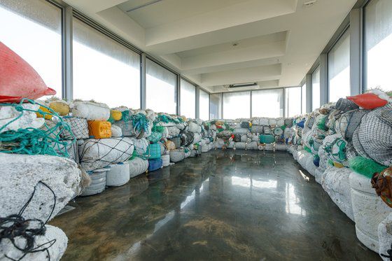 제주 가파도 글라스하우스 안에 전시된 홍이현속 작가의 '가파도로 온 것들'. 사진 제주비엔날레