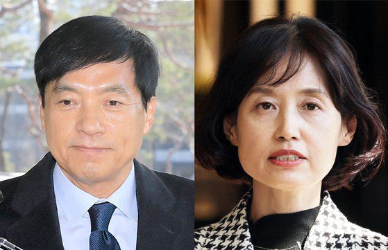 (왼쪽부터) 이성윤(61) 전 서울중앙지검장(현 법무연수원 연구위원)과 박은정(51) 전 법무부 감찰담당관(현 광주지검 중요경제범죄조사단 부장검사). 뉴스1·연합뉴스