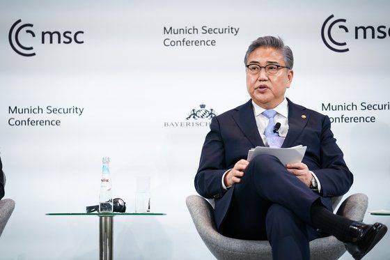 지난 18일(현지시간) 뮌헨안보회의 인도-태평양 지역에 관한 패널토론에 참석한 박진 외교부 장관. 외교부 제공