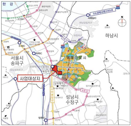 복정역세권 복합개발사업 위치도. LH