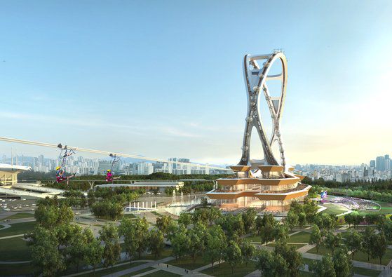 서울시가 랜드마크로 조성하는 것을 추진하고 있는 서울형 대관람차 '서울 트윈아이'의 예상 디자인. 향후 사업 추진 과정에서 디자인은 바뀔 수 있다고 한다. [사진 서울시]