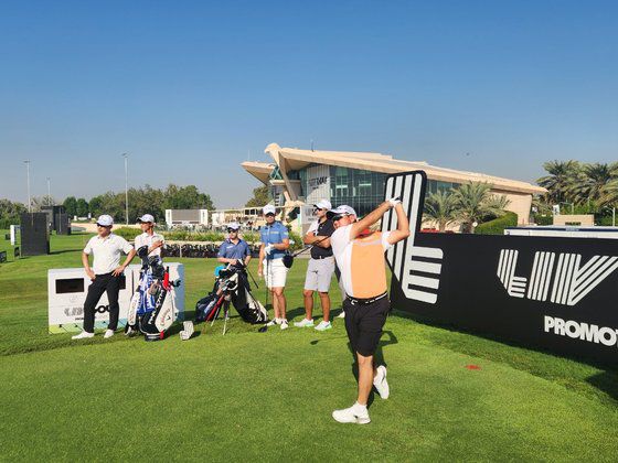 함정우가 6일 연습라운드 1번홀에서 티샷하고 있다. 한승수, 이정환, 김비오가 함께 라운드했다. 성호준 기자