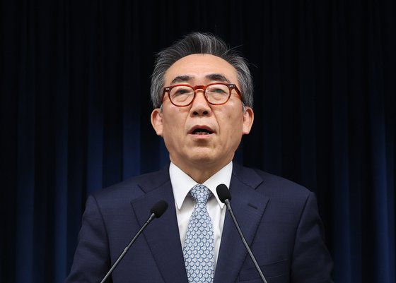 외교부 장관 후보자로 지명된 조태열 전 외교부 2차관이 용산 대통령실 청사에서 후보자 지명 소감을 말하고 있다. 연합뉴스