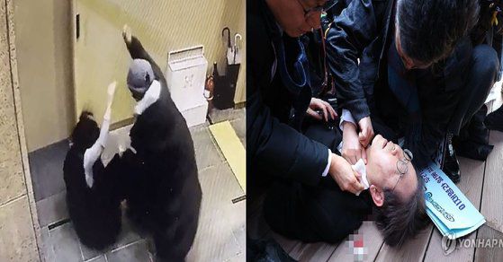 피습당한 배현진 국민의힘 의원(왼쪽)과 이재명 더불어민주당 대표. 중앙포토