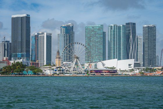 마이애미 다운타운의 명물인 대관람차와 베이사이드 마켓.