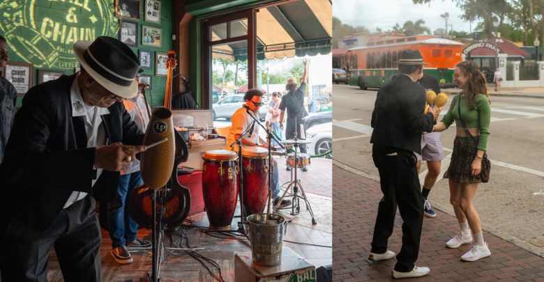 리틀 하바나의 유명 식당인 '볼앤체인'. 공연이 벌어지는 시간에는 길가에서도 살사 춤판이 벌어진다.
