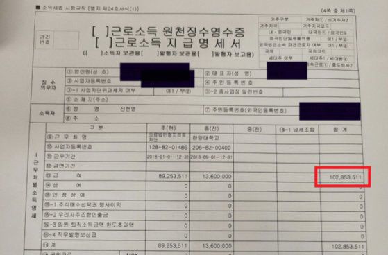 신현영 의원이 공개한 자신의 의사 시절 소득 내역. 사진 SNS 캡처