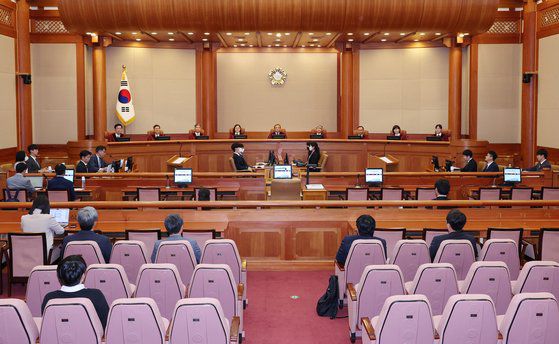 지난해 5월 유류분 제도 헌재 공개변론 당시 모습. 연합뉴스