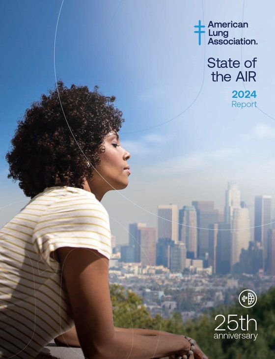 미국폐협회(American Lung Association)가 지난 25일(현지시간) 발표한 ‘2024 연례 대기 현황’ 보고서 표지. 사진 미국폐협회 보고서 캡처