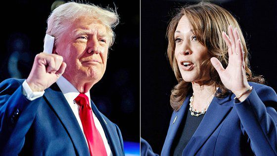 도널드 트럼프 전 대통령(왼쪽), 카멀라 해리스 부통령. AP=연합뉴스