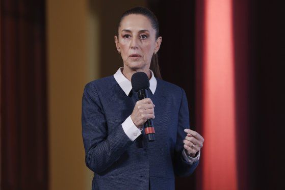 클라우디아 셰인바움 멕시코 대통령이 지난달 26일(현지시간) 멕시코시티에서 기자회견을 하고 있다. EPA=연합뉴스