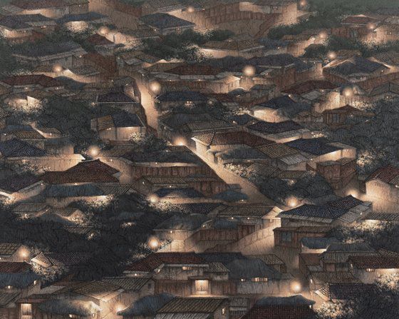 정영주, '집으로 917', 181.8x227.3cm, 캔버스 위에 종이, 아크릴릭, 2024. [사진 Almine Rech]