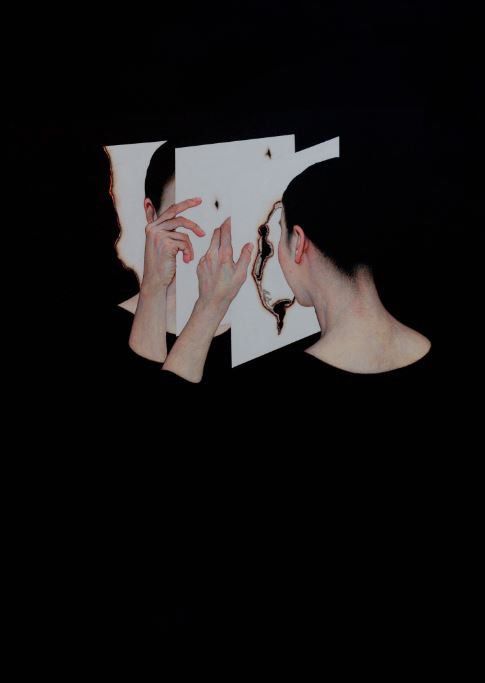 이진주, 볼 수 있는 21, 2024, 이정배블랙 수제물감, 광목에 색,108.7x81cm, 국립현대미술관