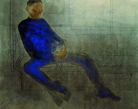 김선두, 2호선, 1985, 종이에 먹, 색, 117x150cm, 국립현대미술관 소장, [사진 국립현대미술관]