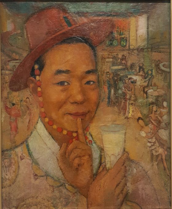 배운성, 모자를 쓴 자화상, 1930년대, 54x54㎝, 캔버스에 유채. 사진 대전프랑스문화원