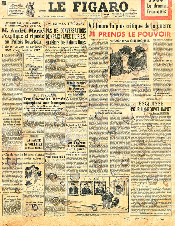 김창열이 1975년 '르 피가로' 1면에 그린 물방울. 사진 갤러리현대