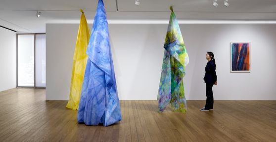 샘 길리엄의 드레이프 회화가 걸린 전시장. [사진 페이스갤러리]