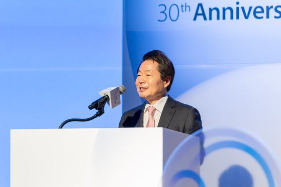 안랩 창립 30주년 기념식에서 기념사 중인 강석균 안랩 대표. 연합뉴스
