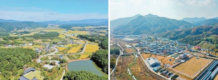농촌협약 등을 통해 농촌 지역 활성화를 위한 다양한 사업을 추진하고 있는 전북 남원시 사매면 혼불문학권역(왼쪽)과 경남 거창군 신원면.