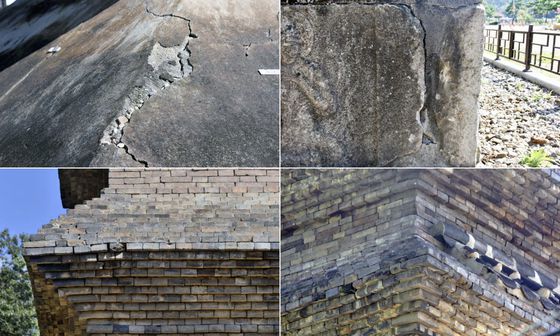 1000년이 넘는 역사를 간직한 국보 '안동 법흥사지 칠층전탑'의 상태가 심각하다는 진단 결과가 나왔다.   7일 국가유산청에 따르면 국립문화유산연구원은 올해 2월 열린 문화유산위원회 회의에서 이런 내용을 담은 2024년 중점 관리 대상 문화유산 모니터링 결과를 보고했다.   사진은 국보 '안동 법흥사지 칠층전탑' 세부 모습. 2023년 중점 관리 대상 문화유산 모니터링 결과보고서에 실린 내용. 사진 국립문화유산연구원