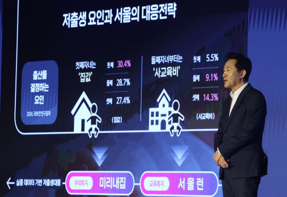 오세훈 서울시장이 서울 종로구 포시즌스호텔서울에서 열린 2024 시도지사 정책컨퍼런스에서 인구위기 대응을 위한 중앙·지방 패러다임의 대전환이란 주제로 발표를 하고 있다. [뉴스1]