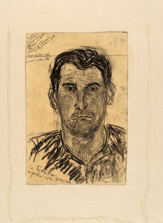 안젤름 키퍼, 뒤몽 씨, 1963, 종이에 목탄과 잉크, 34.5x22.5㎝. 사진 반 고흐 미술관