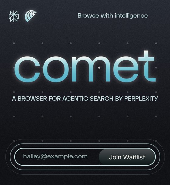 퍼플렉시티가 지난 2월 사전 등록을 받기 시작한 AI 브라우저 '코멧' 소개 화면. 코멧 홈페이지 캡처