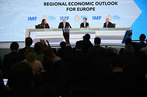 지난달 25일(현지시간) 미국 워싱턴 D.C.에서 열린 국제통화기금(IMF) 및 세계은행(World Bank) 봄철 연례 회의. AFP=연합뉴스