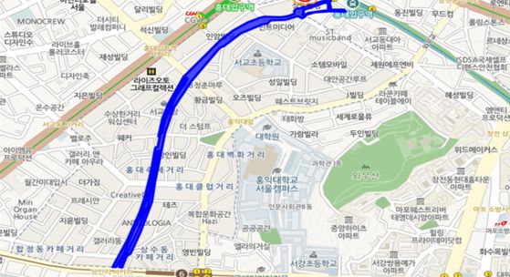 서울 마포구 레드로드 개인형 이동장치 통행금지 도로 구간. [사진 서울시]