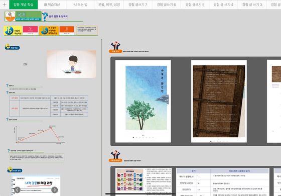 덕성여중 교사들은 수업 수준과 학생들의 관심사에 맞게 기존 교과서를 편집해 텍스트·그래픽·영상 등 다양한 요소로 맞춤형 수업을 설계하고, 수업 결과물을 쌓아나간다. 사진 덕성여중