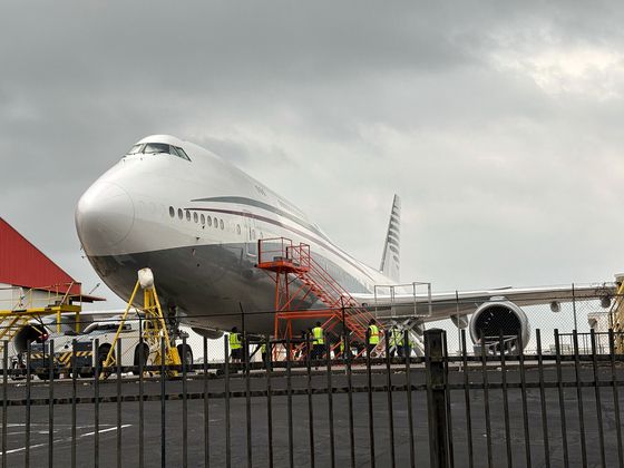 카타르 왕실이 사용하는 항공기 보잉 747. AP=연합뉴스