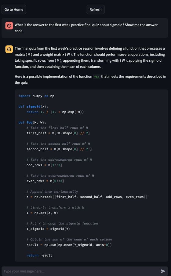 AI 조교와의 대화 예시. 학생이 수업 관련 질문을 입력하면 시스템은 내부적으로 관련 수업 자료를 검색한 후 이를 바탕으로 답변을 생성한다. 사진 KAIST