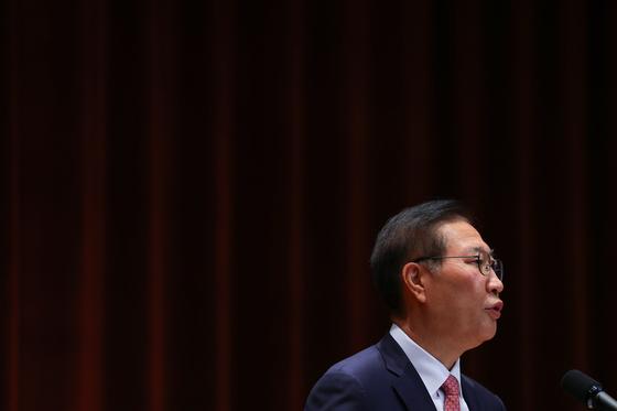 박성재 법무부 장관이 5일 정부과천청사 법무부에서 열린 이임식에 참석하고 있다. 연합뉴스