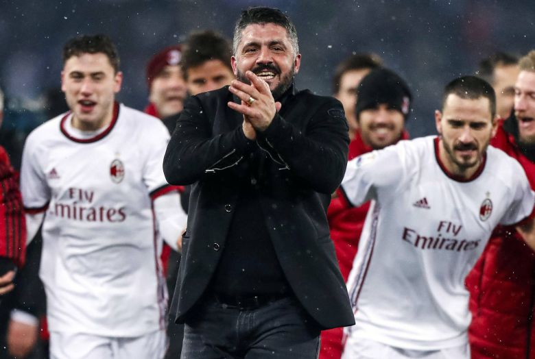 2018년 AC밀란 감독 시절 가투소(가운데). [AP=연합뉴스]