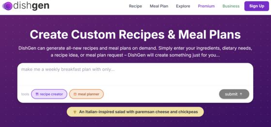 AI 레시피 플랫폼. dishgen