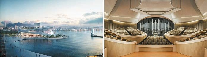 부산 오페라하우스 조감도(왼쪽)와 부산콘서트홀의 파이프 오르간.  [사진 부산시]