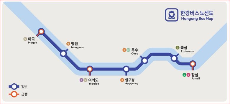 한강버스 노선도. 자료 서울시