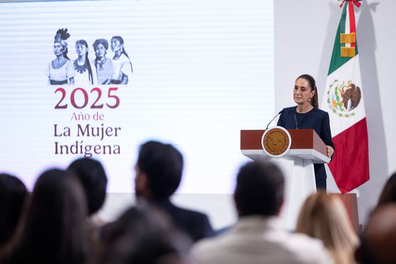 클라우디아 셰인바움 멕시코 대통령이 7일(현지시간) 대통령궁에서 '마냐네라'로 불리는 아침 기자회견을 하고 있다. 멕시코 연방정부 홈페이지