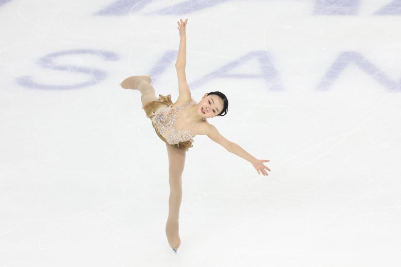 김채연이 하얼빈 아시안게임 피겨 여자 싱글 프리스케이팅에서 연기를 펼치고 있다. [뉴스1]