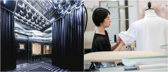 (왼) 기후와 온도, 습도에 따른 원단의 변화와 사람이 느끼는 쾌적함을 실험할 수 있는 기상 시뮬레이션 챔버. (오) 시제품 제작과 제품 디자인의 업그레이드를 담당하는 아뜰리에. 사진 유니클로