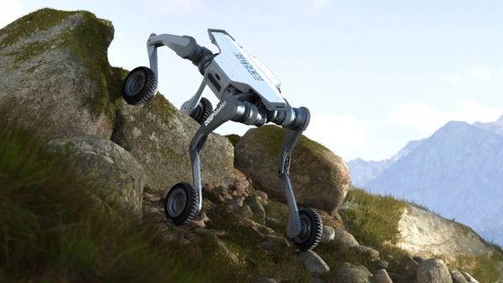 딥로보틱스의 바퀴 달린 4족 로봇은 사막·바위 같은 험지나 물 속에서도 거침없이 이동한다. [딥로보틱스 홈페이지]