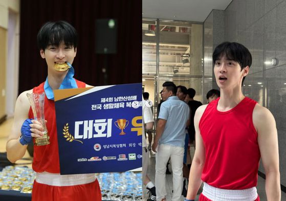 지난 2일 전국 생활체육 복싱대회에 참가해 1승을 거두고 최우수선수로 뽑힌 배우 장동윤. 사진 장동윤 인스타그램 캡처