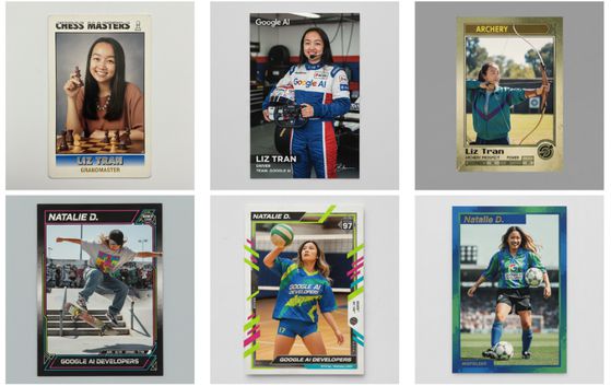 '나노바나나'라는 코드명으로 먼저 알려진 구글의 이미지 생성 AI 모델 제미나이 2.5 플래시로 생성한 이미지. 배경이 바뀌지만 사람의 얼굴은 일관되게 생성하고 있다.사진 구글