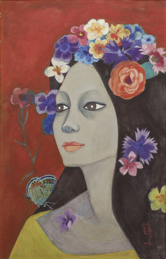 천경자의 여성 초상화 '고(孤)' 1974, 종이에 채색,38.5x23.3 cm. [사진 서울미술관]