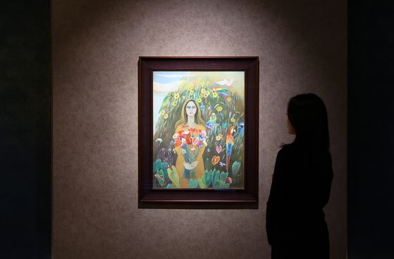 천경자 작고 10주기 특별기획전에 전시된 '알라만다의 그늘'. [뉴시스]